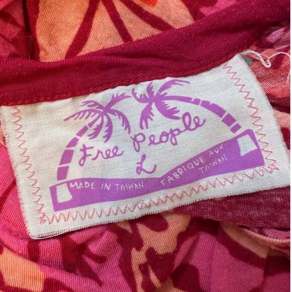 Vintage Free People Y2K Boho Swing Tank Tunic Palm Tree Tag Large - Picture 3 of 5